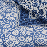 Ecru with Blue Floral Indian Cotton Tablecloth