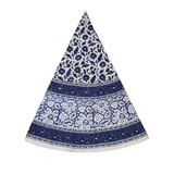 Ecru with Blue Floral Indian Cotton Tablecloth