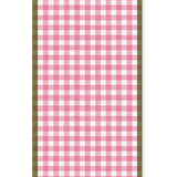 Pink Gingham Linen Tablecloth with Green Border