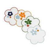 Floral Embroidered Linen Coasters | Set of 4
