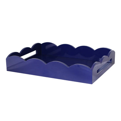 Navy Lacquered Scallop Ottoman Tray
