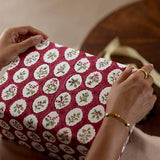 Block Printed Wrapping Paper in Red | 3 Sheets
