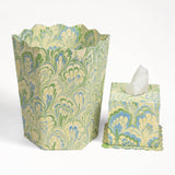 Seaglass Peacock Hand-Marbled Scallop Waste Bin