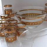 Vintage Culver Antigua 22K Gold Punch Bowl Set