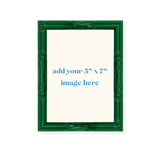 Green Bamboo Picture Frame in glossy green, featuring a realistic bamboo knot texture, rectangular shape, isolated on white.