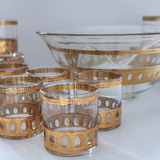 Vintage Culver Antigua 22K Gold Punch Bowl Set