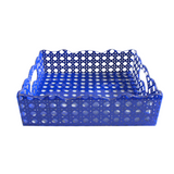 Blue Acrylic and Rattan Gallery Tray