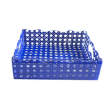 Blue Acrylic and Rattan Gallery Tray