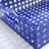 Blue Acrylic and Rattan Gallery Tray