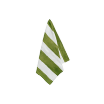 Stripe Linen Napkin in green and white striped pattern, natural linen texture with clean horizontal bands