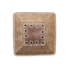 Rattan and Ceramic Square Bowl