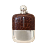 Vintage Edwardian English James Dixon & Sons Crocodile Leather Hip Flask
