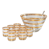 Vintage Culver 22K Gold Gilt Punch Bowl Set
