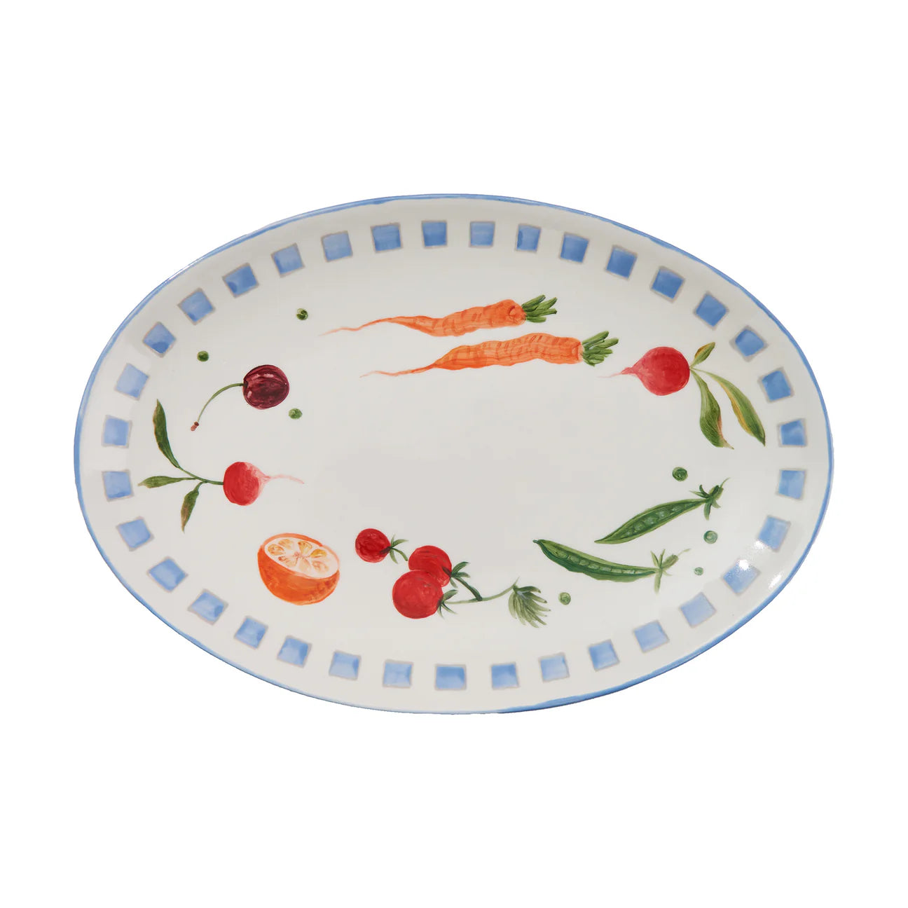 Still Life Hand-Painted Platter in Blue