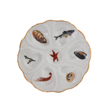 Mid-Century French Gold-Rimmed Oyster Plates | Set of 6