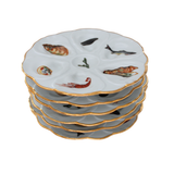 Mid-Century French Gold-Rimmed Oyster Plates | Set of 6