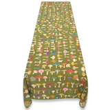 S&B x John Derian Green 'Fungi' Mushroom Linen Tablecloth