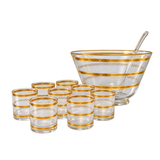 Vintage Culver 22K Gold Gilt Punch Bowl Set