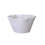 Scalloped Edge Dip Bowl in white ceramic, featuring a wavy top rim and tapered body.
