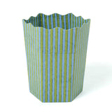 Striped Blockprint Scallop Waste Bin