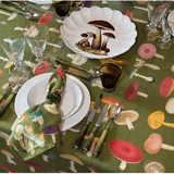 S&B x John Derian Green 'Fungi' Mushroom Linen Tablecloth