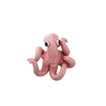 Pink Octopus Objet, glossy pink ceramic sculpture featuring a whimsical octopus shape with curled tentacles and black eyes.