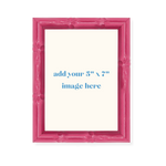 Pink Bamboo Picture Frame in bright pink with decorative bamboo molding and white mat insert for 5x7 photos