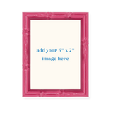 Pink Bamboo Picture Frame in bright pink with decorative bamboo molding and white mat insert for 5x7 photos