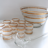 Vintage Culver 22K Gold Gilt Punch Bowl Set