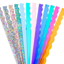 Premium Acrylic Magnetic Rack Pushers for Mahjong | Set of 4. Vibrant fanned clear glitter & solid wavy-edge.
