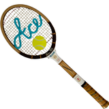 "Ace" Vintage Tad Davis Wood Tennis Racquet with Hand Knit Lettering