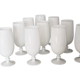 French Portieux Vallerysthal White Opaline Glasses | Set of 10