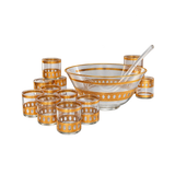 Vintage Culver Antigua 22K Gold Punch Bowl Set