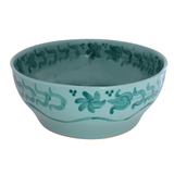 Teal Blossom Serving Bowl