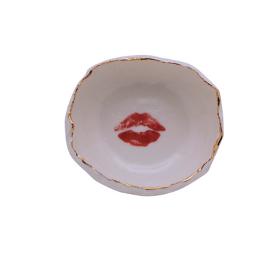 Lips Gold Edge Ceramic Dish