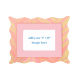 Pink and Green Scalloped Hand-Marbled Picture Frame