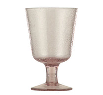 Seeded Handmade Wine Glasses | Set of 2, rose glass with subtle bubbled texture and footed stem.