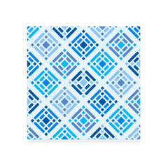 Brightside Mahjong Mat, a square neoprene mat with a geometric diamond grid pattern in vibrant light and dark blues.