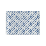 Brooks Tray in white melamine with blue anchor pattern in diagonal rows, rectangular serving tray