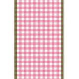 Pink Gingham Linen Tablecloth with Green Border