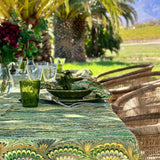 'Marble Fan' Linen Tablecloth | Green