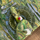 'Marble Fan' Linen Tablecloth | Green