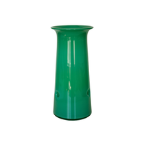 Tall Dimple Bloom Vase in glossy emerald green ceramic with flared rim and subtle dimpled texture details