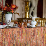 Marble Fan Linen Tablecloth | Rust Red, Yellow & Orange