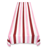 Raspberry Rose Stripe Linen Tablecloth