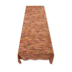 Marble Fan Linen Tablecloth | Rust Red, Yellow & Orange