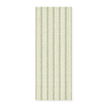Elise Table Runner in cream fabric with elegant light blue linked chain and gold floral vertical stripes. Flat lay.
