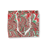 Holiday Festive Hand Marbled Gift Bag | Medium