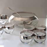 Vintage Dipped Sterling Silver Punch Bowl Set