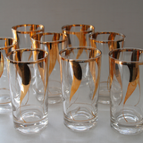 Vintage 22K Gold Swirl Highball Glasses | Set of 8